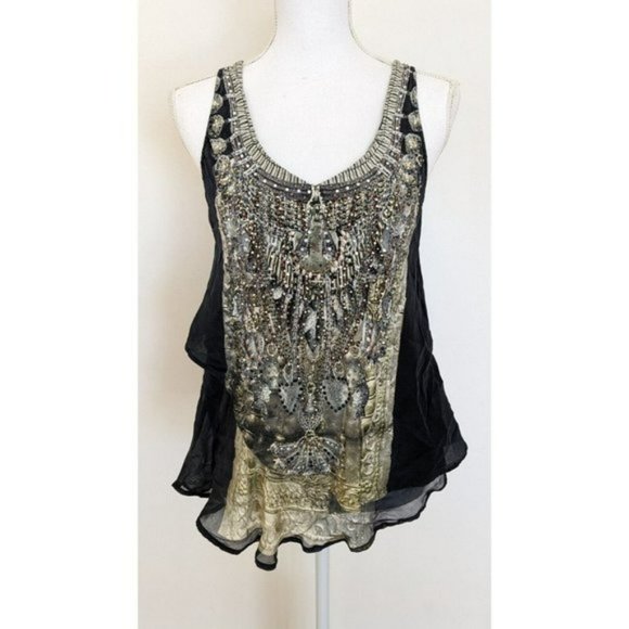 Camilla Silk Paisley Print V Neck Racerback Cami - Picture 1 of 8